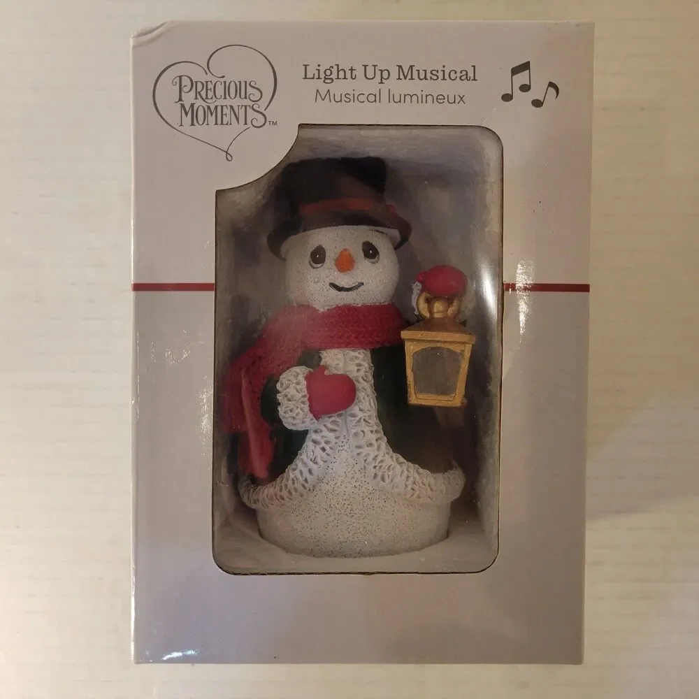 Precious Moments 249402A Snowman Holding Lantern Light Up Musical Figure NIB